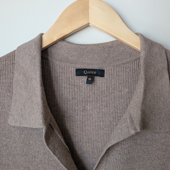 Quince Ribbed Button-Front Collared Dress - Taupe - Picture 3 of 3